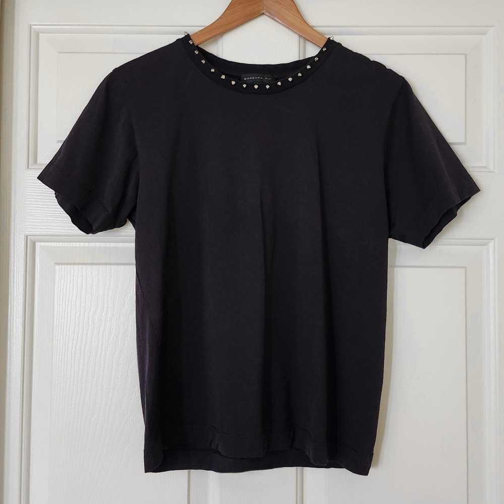 Barbara Bui Studded Black T-Shirt, Size S